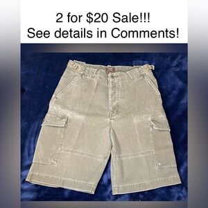 Vintage Abercrombie and Fitch Olive Green Cotton Cargo Shorts, men’s size 33